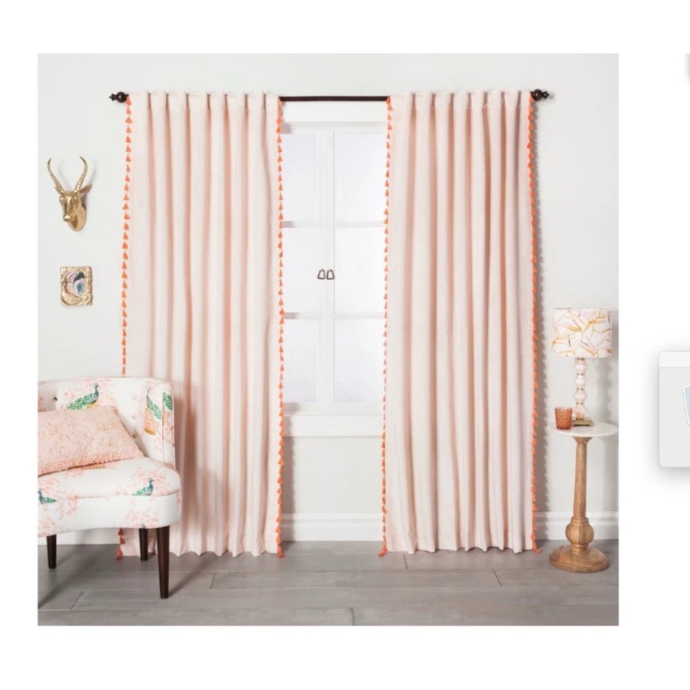 OPALHOUSE Blush Velvet Boho Curtain Panels (2)   53” x 80”